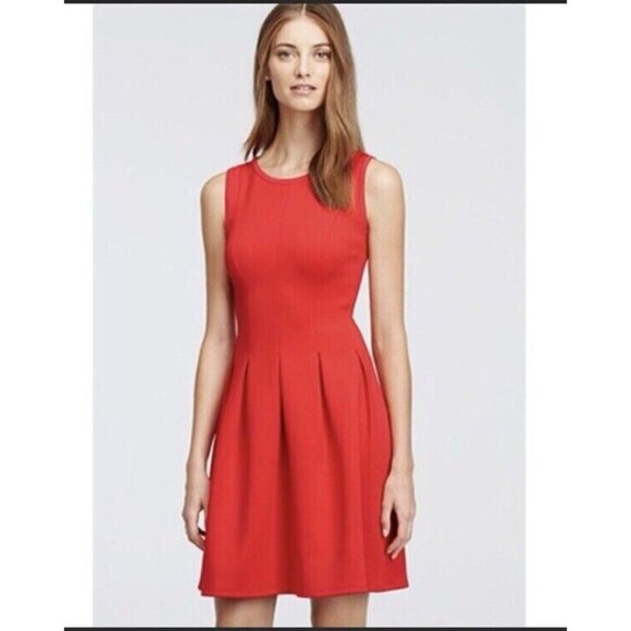J. Crew Red Structured Knee Length Fit & Flare Sleeveless Dress Womens Size 0 - Picture 1 of 10